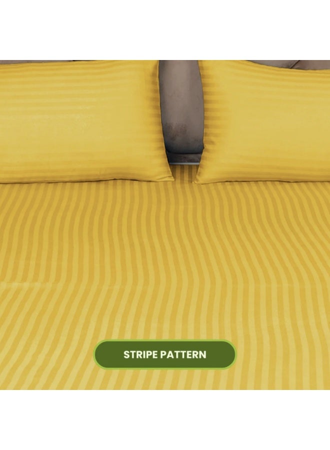 3 Piece Luxury Gold Striped Bed Sheet Set Ultra Soft and Breathable For All Seasons Microfiber 1 Fitted Sheet 2 Pillowcase Twin (120X200cm +15) - Image 5